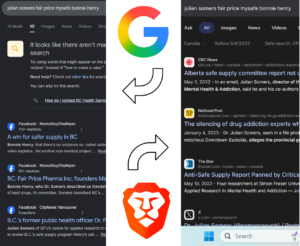 google is censoring everything but Facebook on this  topic,  [but not his 'database']
and it backfires with Julian's critics "moms stop the harm" account being on top.  